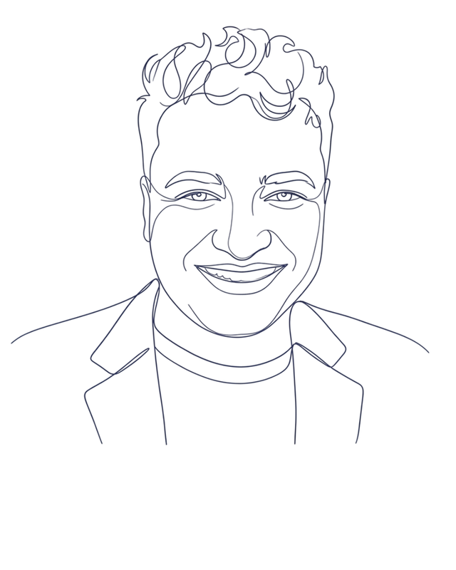 Line portrait of Ali (Eli) Amin